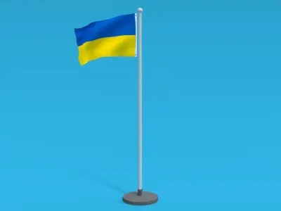 Low Poly Seamless Animated Ukraine Flag Low-poly 3D model
