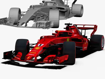 F1 2018 car Low-poly 3D model