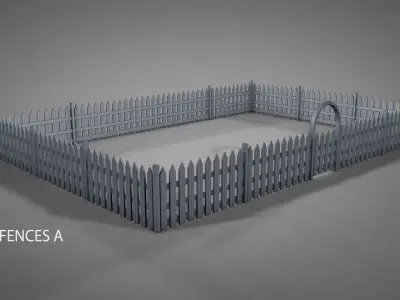 Modular Fence Systems Low-poly 3D model