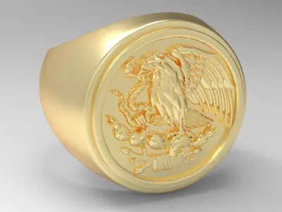 Eagle mexico signet ring 3D print model