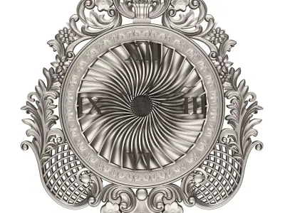 Classic Wall Clock 03 Chrome Low-poly 3D model