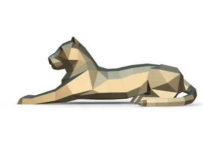 leopard figure low poly 3D print model