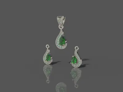 Chandelier Stone Jewellery Set 3D print model