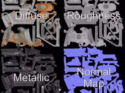 Futuristic Metallic Panel model pack Low-poly 3D model