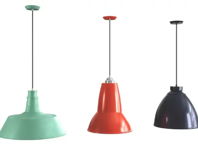 3 Retro Ceiling Lamps 3D Model Pack - Collection 3D model
