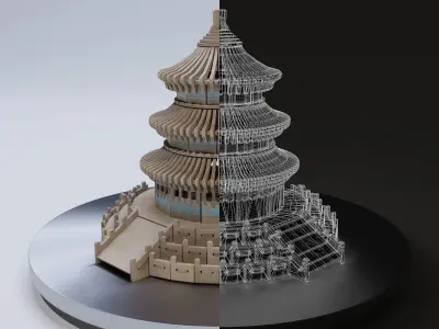 Interior Decoration Asian Temple 3D model
