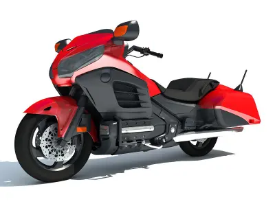 Red Goldwing Motorcycle 3D model