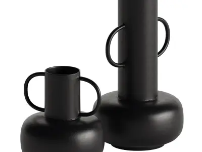 Modern Ebony Jug Vase Set Of 2 3D model