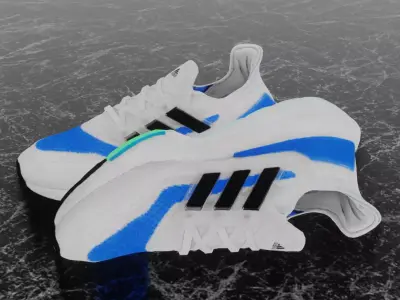 ADIDAS ULTRA BOOST 2021 - BLUE 3D SHOES Low-poly 3D model