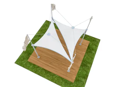 Tensile Membrane  Tent Roof Shade exterior  3D Model Low-poly 3D model