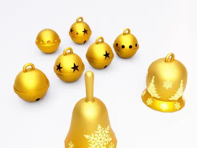 Christmas bell 3d model set3 Low-poly 3D model