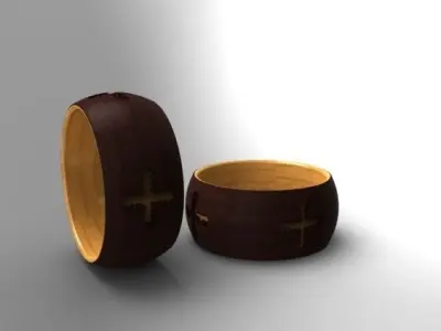 Ring two gold and silver wedding rings Free 3D print model