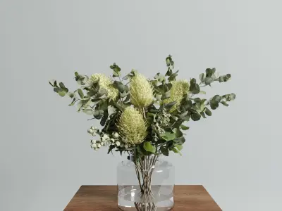 Banksia Vase arrangements set 3D model