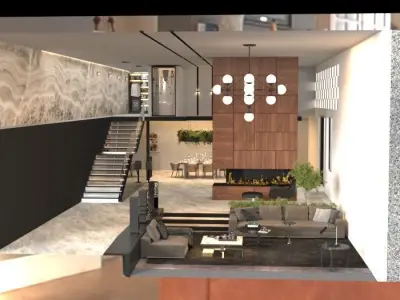 Modern Luxury Living Room-Contemporary Living Room 3D model