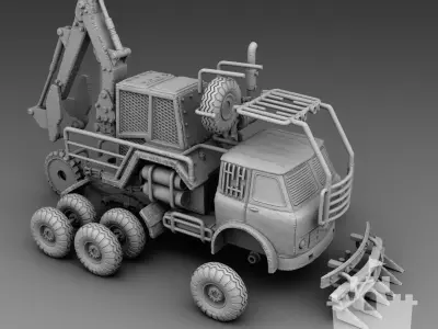 Truck with a manipulator 3D print model