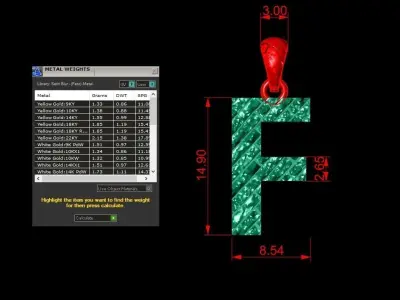 F Letter Alphabet Tiles Texture Pendant 3D Print Model 3D print model