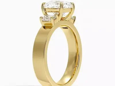 Three stone diamond ring 02 3D print model