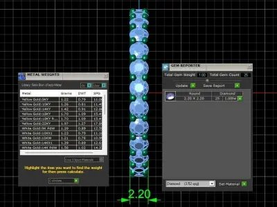 U Shaped Eternity Ring 2 point 2 mm stone size swiss 8 and EU48 3D print model