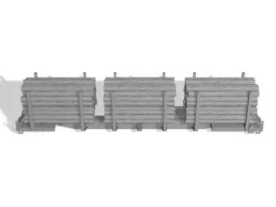 HO Ortner 65 FS-139 Skeleton Pulpwood Log Car Pulpwood Load 3D print model