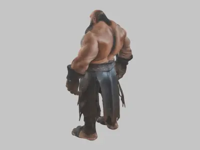 Strong Medieval Blacksmith Character Low-poly 3D model