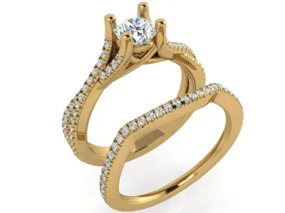 Round Diamond Twisted Ring With Band 3580 3D print model