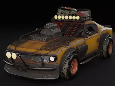 Rusty car-Game asset Low-poly 3D model
