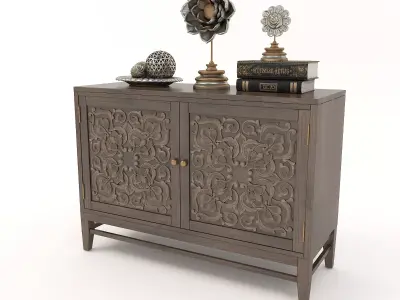 Wooden Cabinet and Decoration 3D model