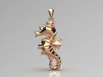 seahorse stl 3d gold pendant model gp0169 3D print model
