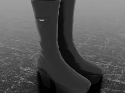 PRADA MID LEATHER BOOTS 3D SHOES Low-poly 3D model