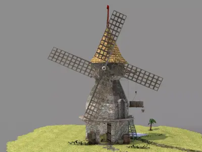 Medieval Windmill 3D model