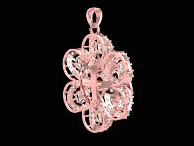 Luxury Floral Round Diamond Pendant Jewelry 3103 3D print model