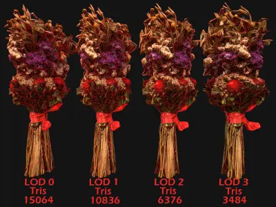 Herbarium Bouquet of Flowers and Herbs Alchemist Witch Set  3D Model Collection