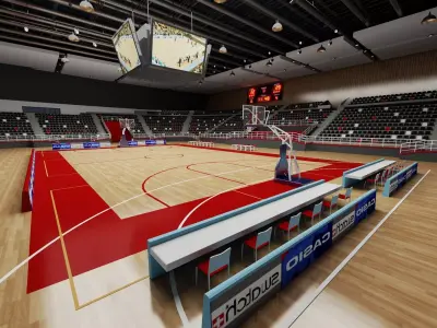 Indoor Basketball Arena 3D Model Low-poly 3D model