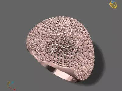 Women Stone Rings Diamond 3D print model 11