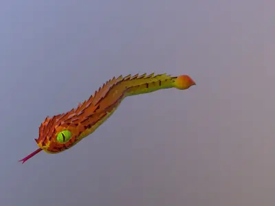 Low poly snake with animations Low-poly 3D model