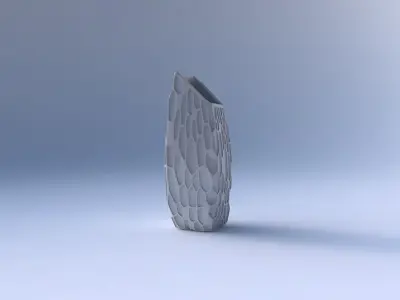 Vase bent rectangle with organic dents 3D print model