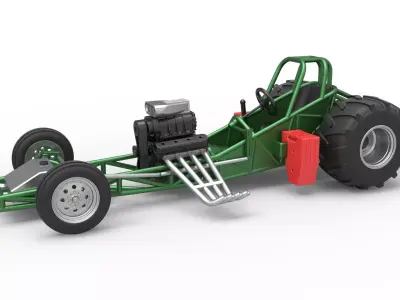 Vintage Pulling Funny car Base Scale 1 to 25 3D print model