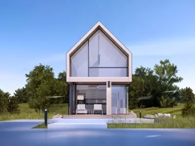 Tiny House Plan 36 sqm Modern Cabin PDFand CAD Files Low-poly 3D model