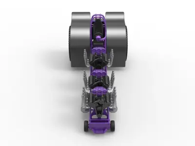 Pulling tractor with 3 engines V8 Scale 1 to 25 3D print model