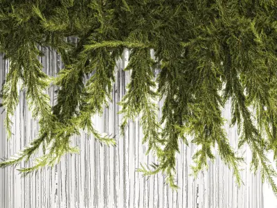 Realistic flower bouquet green juniper branches glass vase 655 3D model