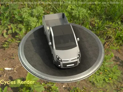 City Car 78 Utility Vehicles Van Pickup 1500 Type-D Silver Low-poly 3D model