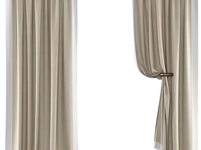 Curtains 123 Pottery Barn Emery Border 3D model