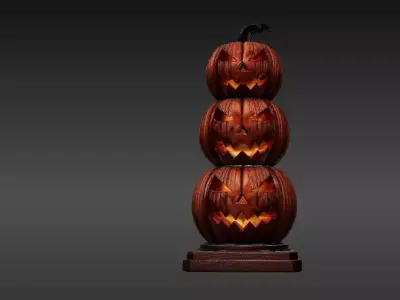 Stacked Pumpkin Tower 3D Print Halloween Decor Model Low-poly 3D model