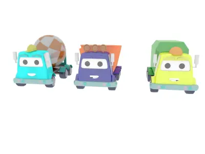 collection of cars Low-poly 3D model