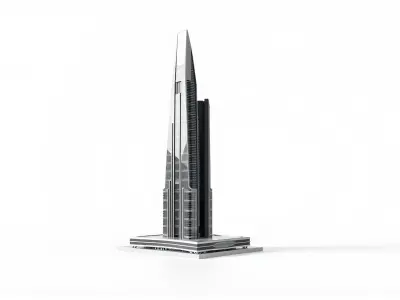 Futuristic Skyscraper Architectural Tower Low-poly 3D model