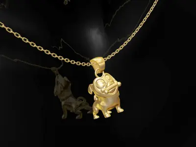Dog statue sculpture pendant jewelry gold 3D print model
