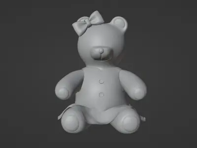 Teddy Bear Girl Toy Brown Stuffed 3D model