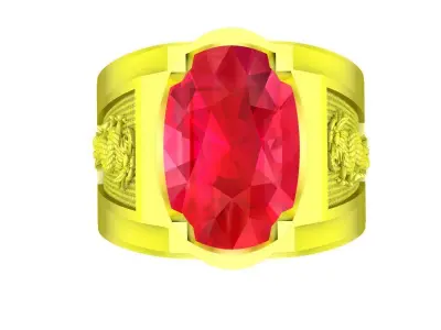 Luxury Oval Ruby Signet Ring for Men  4923 3D print model