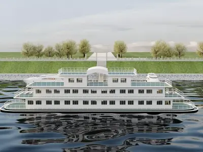 Luxury Cruise Ship and Yacht Marina Pier 68 3D model