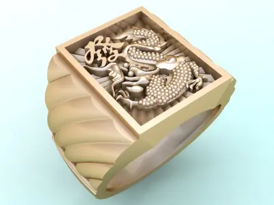 Ring of god of wealth - Ring of blessing word - N583 3D print model